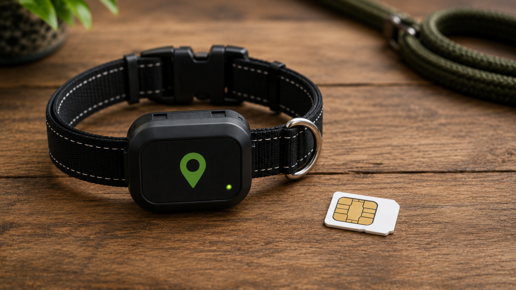 Calculatrice et collier GPS illustrant le coût réel d'un traceur sur 3 ans