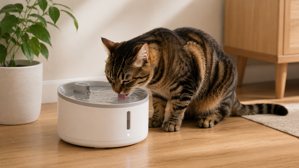 Fontaine à eau filtrante pour chat avec flux d'eau continu
