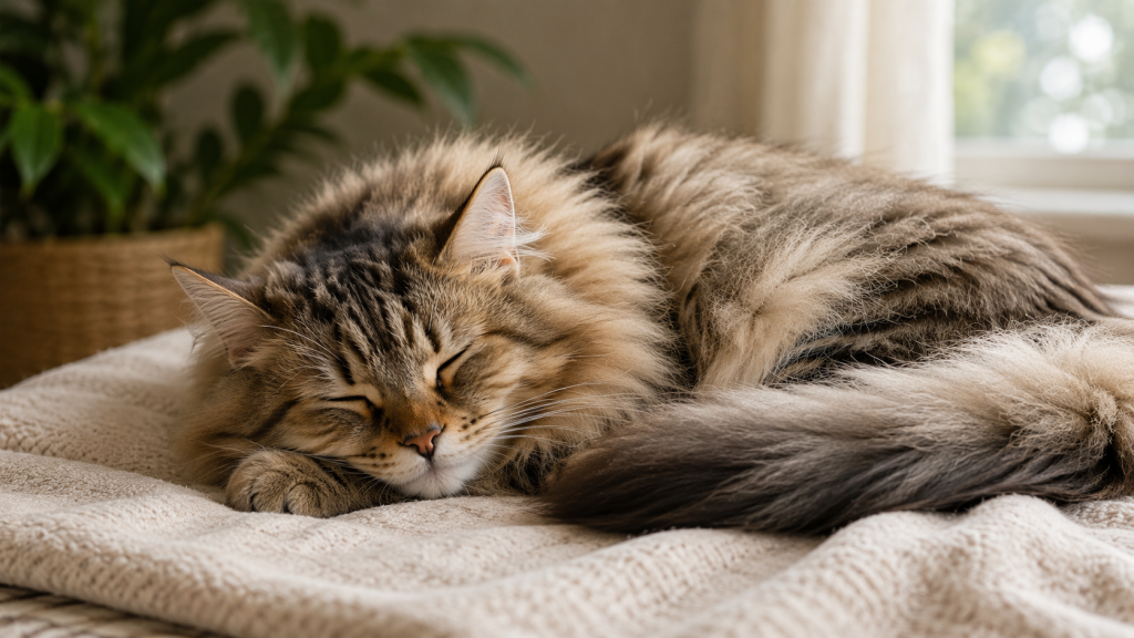 Chat seul à la maison avec distributeur automatique pendant l'absence des propriétaires